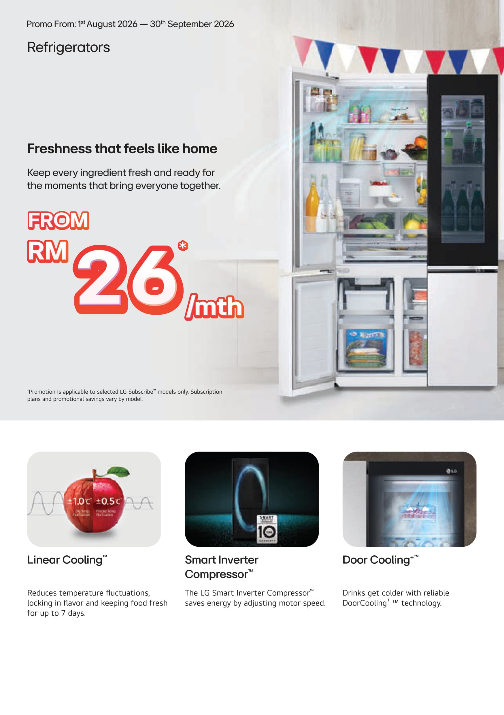 LG Smart Inverter Refrigerators - Freshness from RM26/month